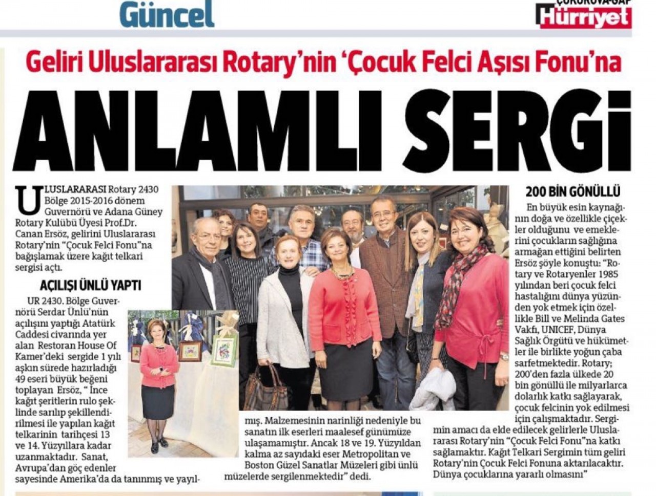 çocuk felcine destek amaçlı sergi