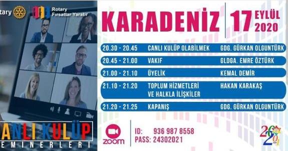 Ordu Rotary Kulübü üyesi GDB Hakan Karakaş Canlı Kulüp üye seminerine konuşmacı olarak katılacaktır.